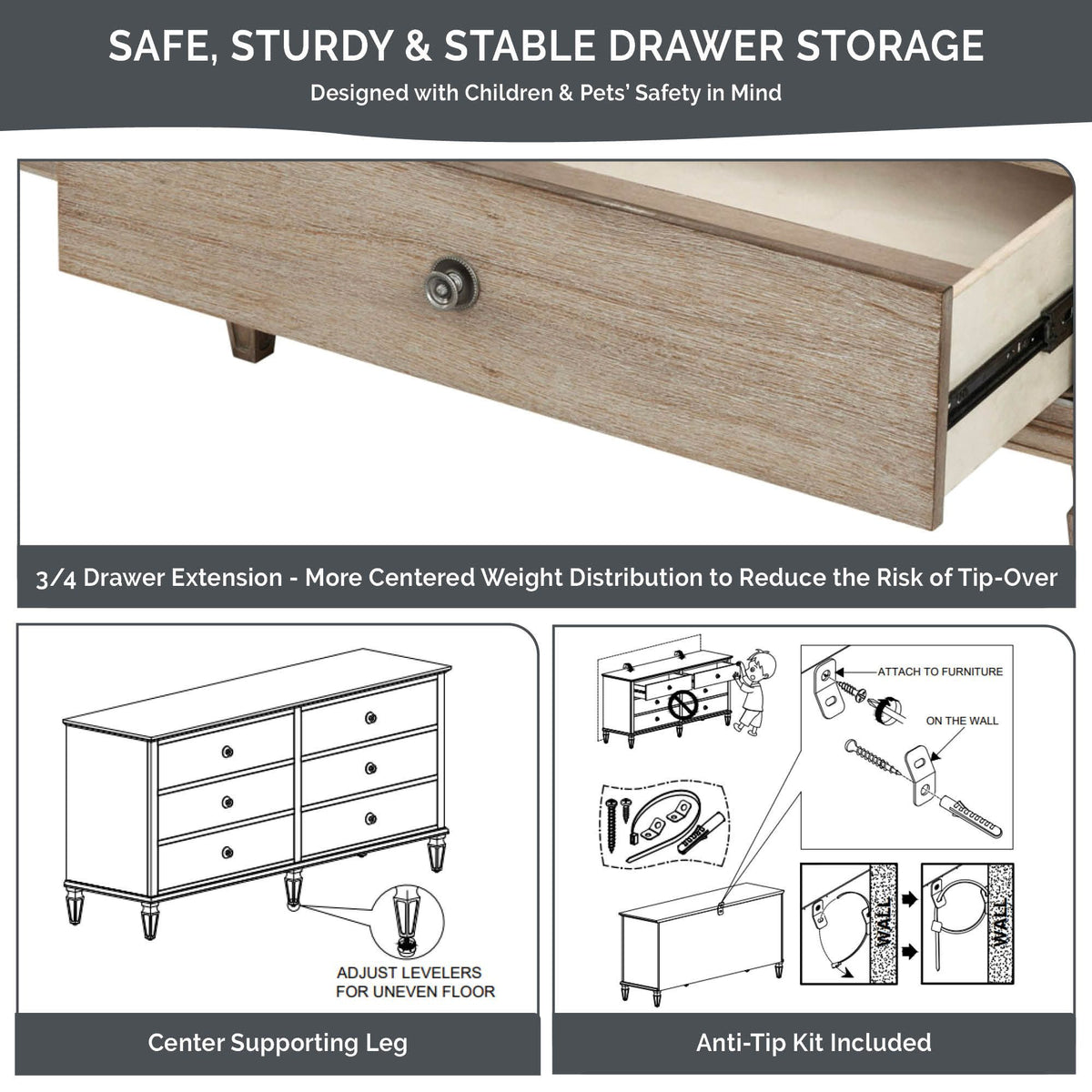 Victoria - 4-Drawer Dresser (40") - Reclaimed Gray