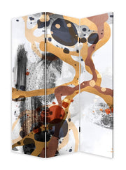 72" Black And White Canvas Folding Three Panel Screen Room Divider