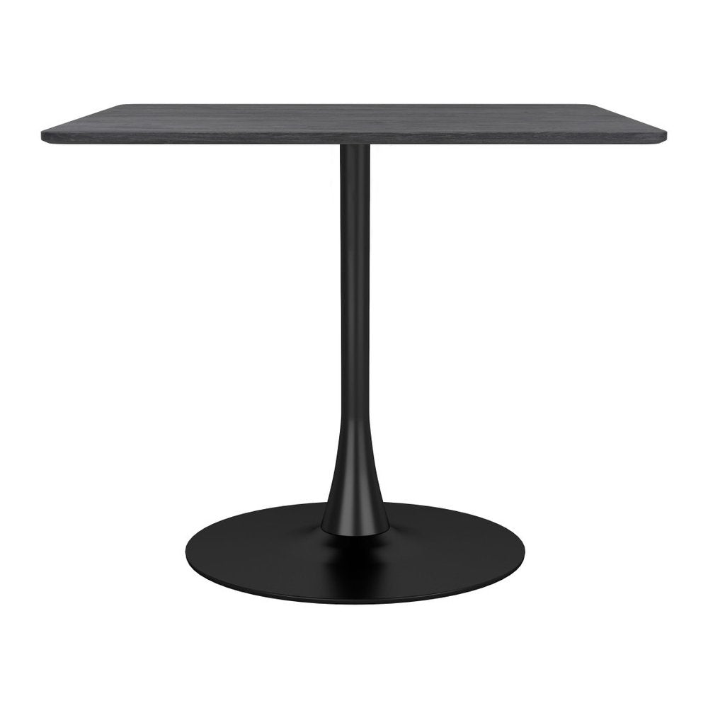 35" Black Square Steel Pedestal Base Dining Table