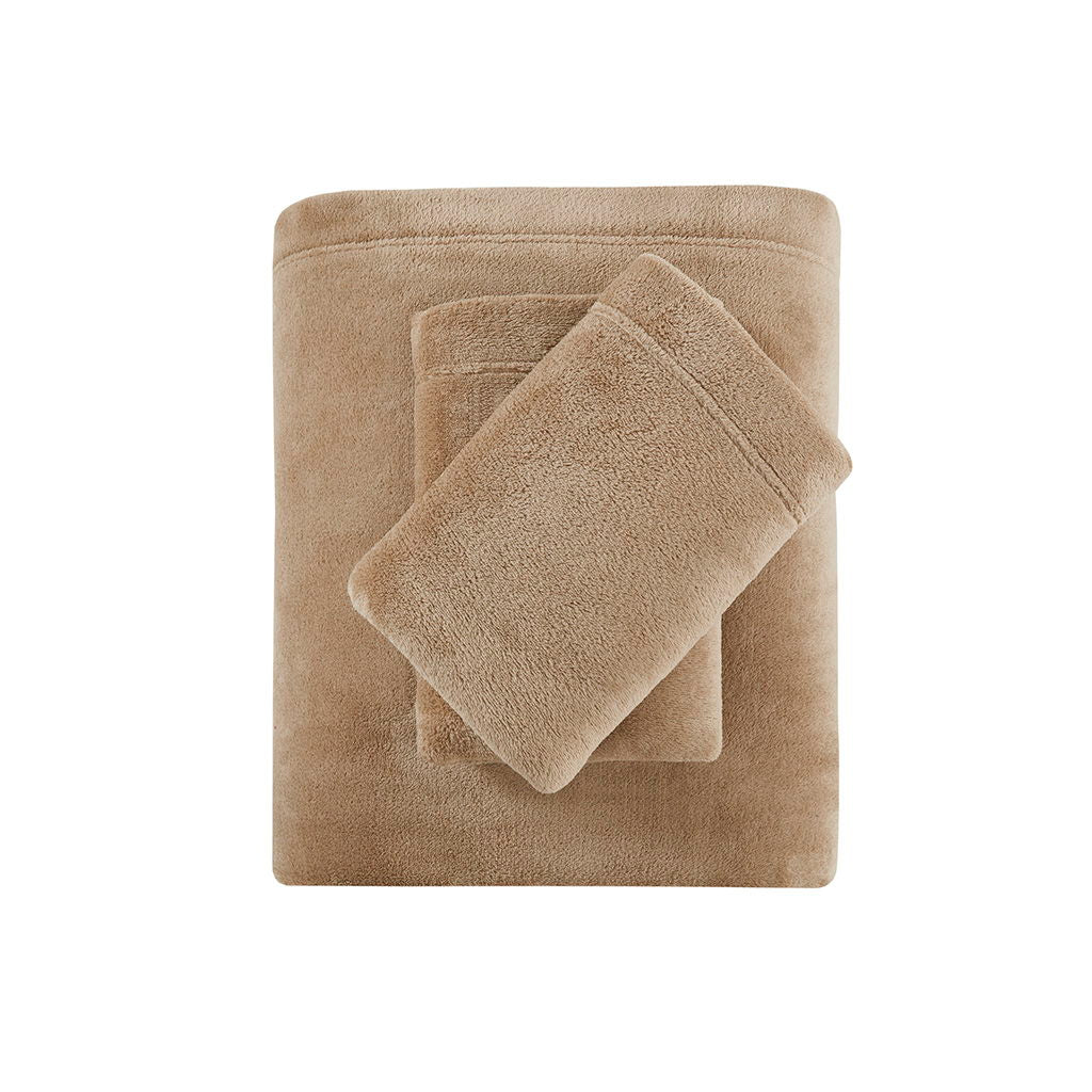 Soloft Plush - 4 Piece Full Micro Plush Sheet Set - Taupe