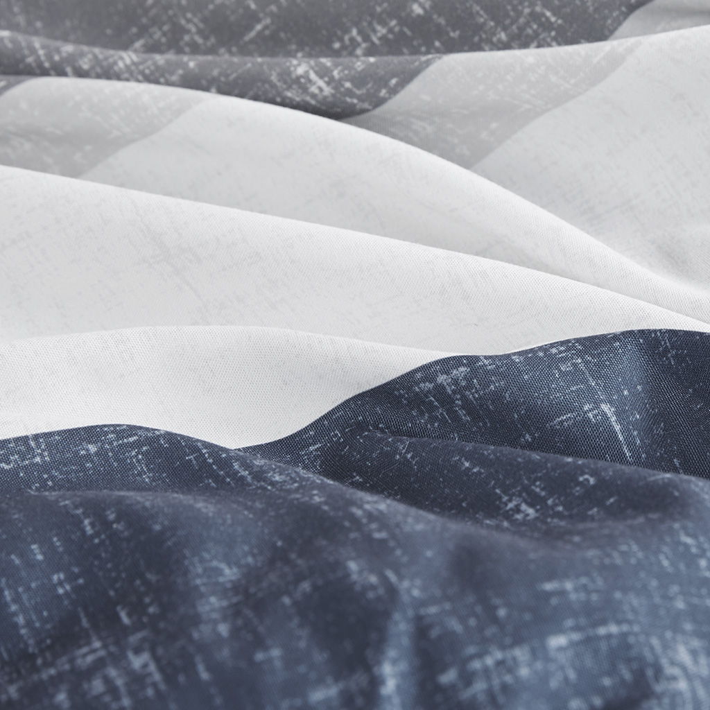 Jaxon - Stripe Microfiber Comforter Set With Bed Sheets - Blue / Gray