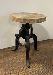 Brown and Black Solid Wood Backless Counter Height Bar Chair