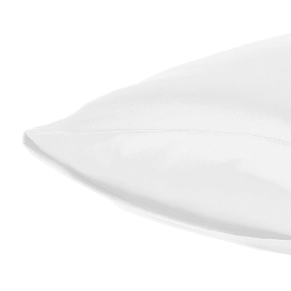 Set Of Two White Silky Satin Standard Pillowcases