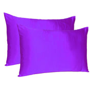 Set of Two Bright Purple Dreamy Silky Satin Queen Pillowcases