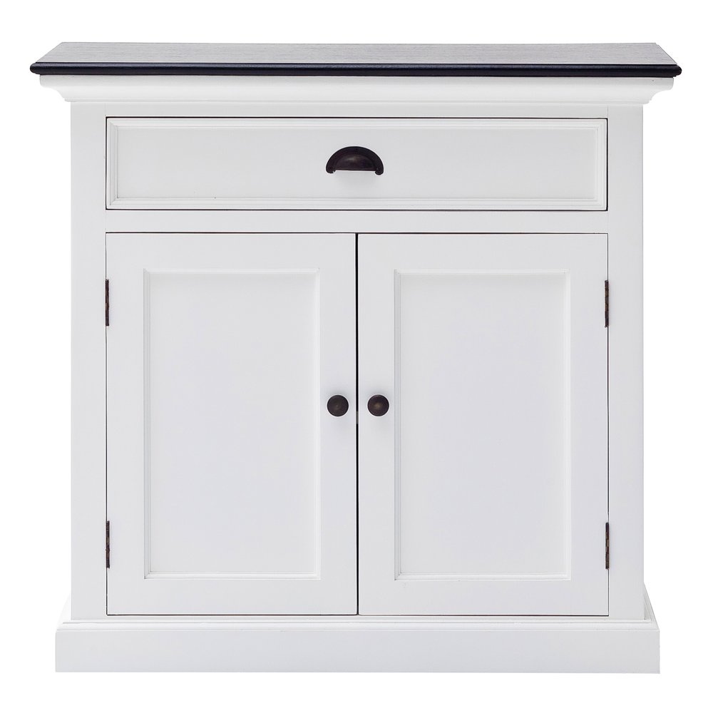 35" White And Black Wood Sideboard with Two Doors