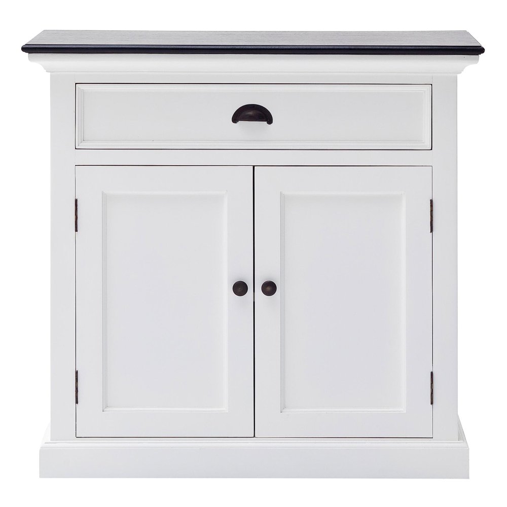 35" White And Black Wood Sideboard with Two Doors