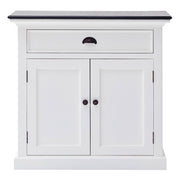 35" White And Black Wood Sideboard with Two Doors