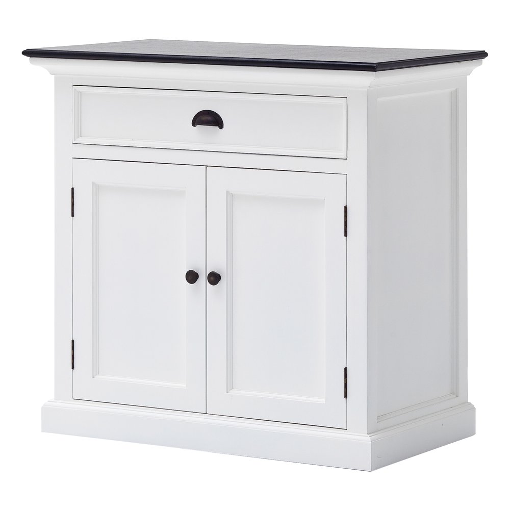 35" White And Black Wood Sideboard with Two Doors