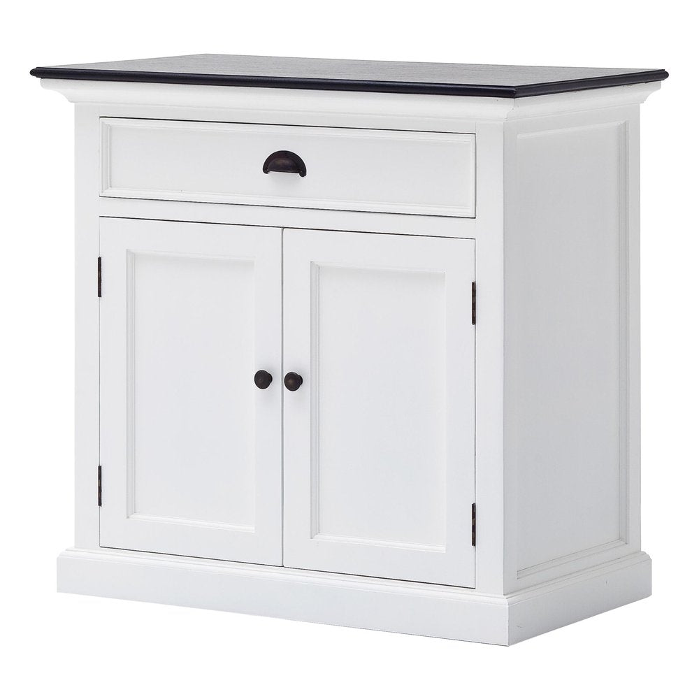 35" White And Black Wood Sideboard with Two Doors