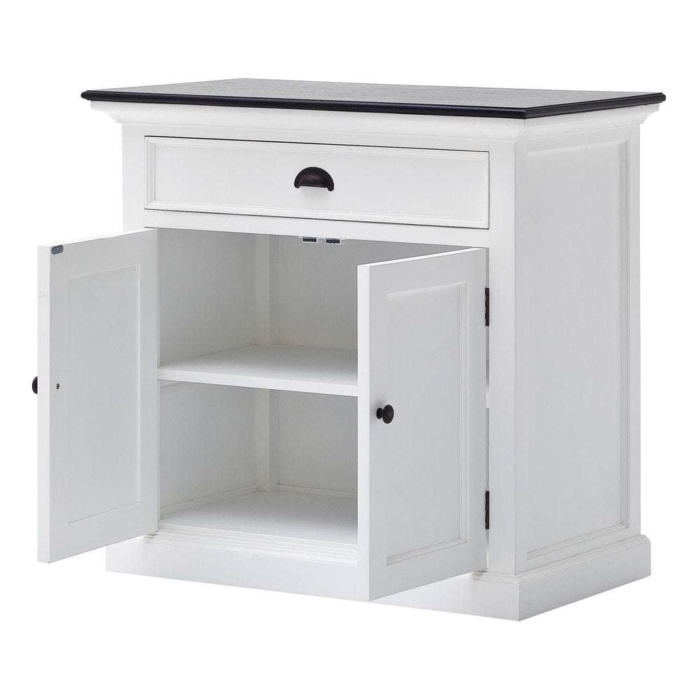 35" White And Black Wood Sideboard with Two Doors