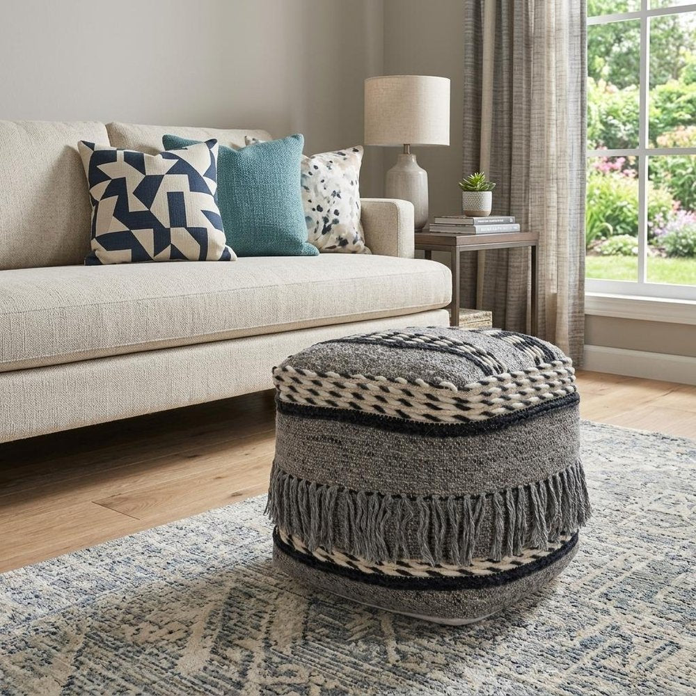 21" Gray Pouf Ottoman