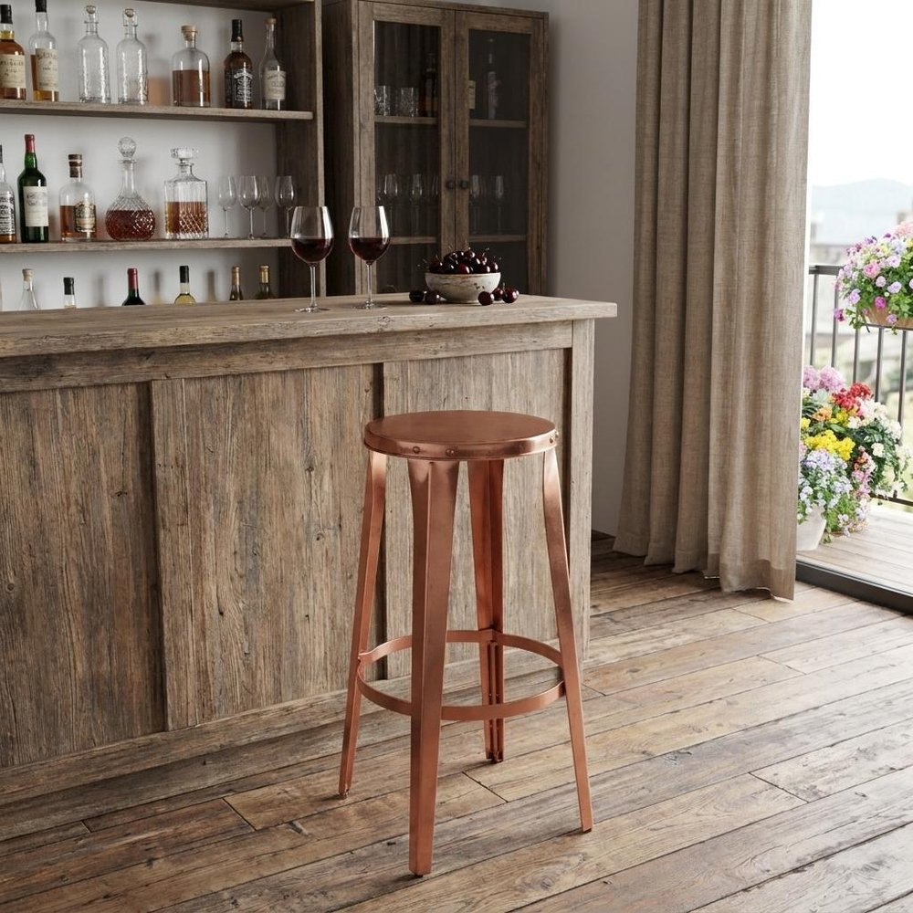 30" Copper Iron Backless Bar Height Bar Chair