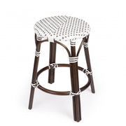 24" Brown And White Rattan Backless Counter Height Bar Chair