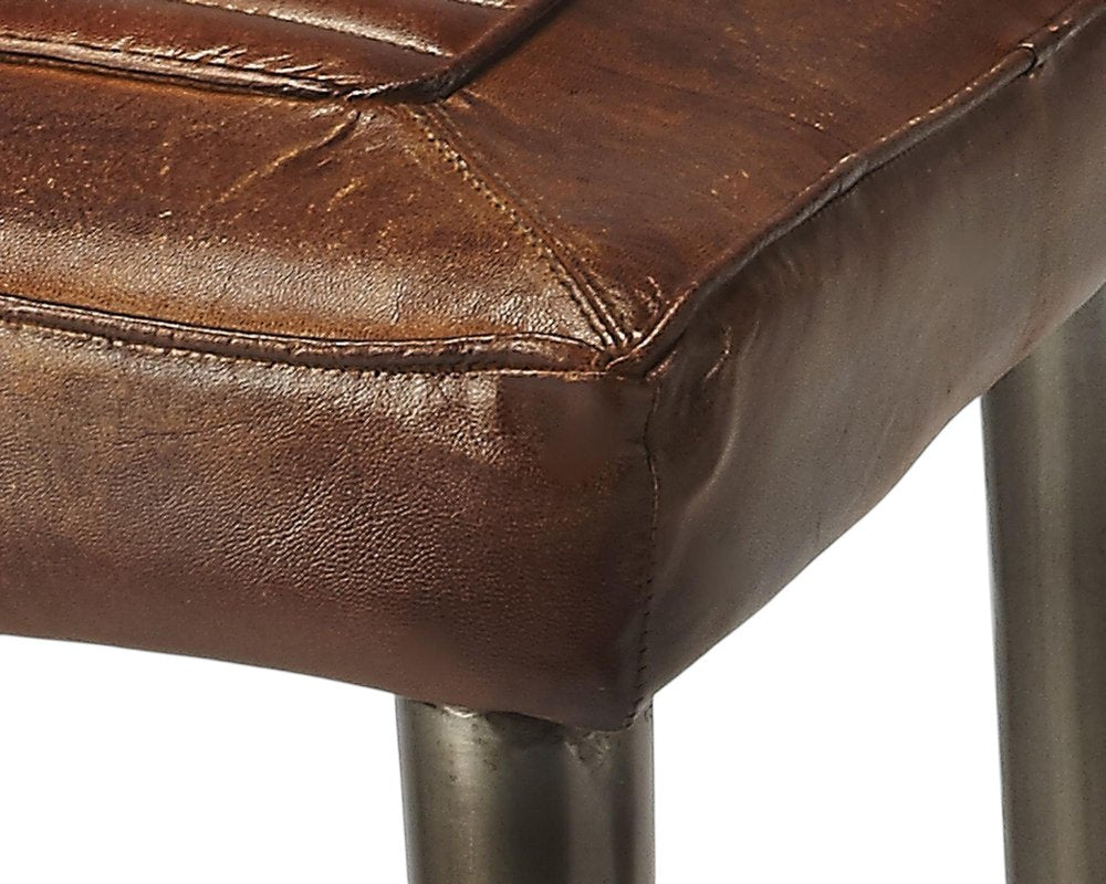 32" Brown and Gray Manufactured Wood and Iron Backless Counter Height Bar Chair
