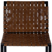28" Brown and Black Leather and Iron Bar Chair