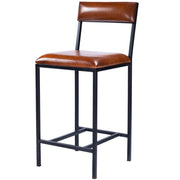 27" Brown and Black Manufactured Wood and Iron Bar Chair