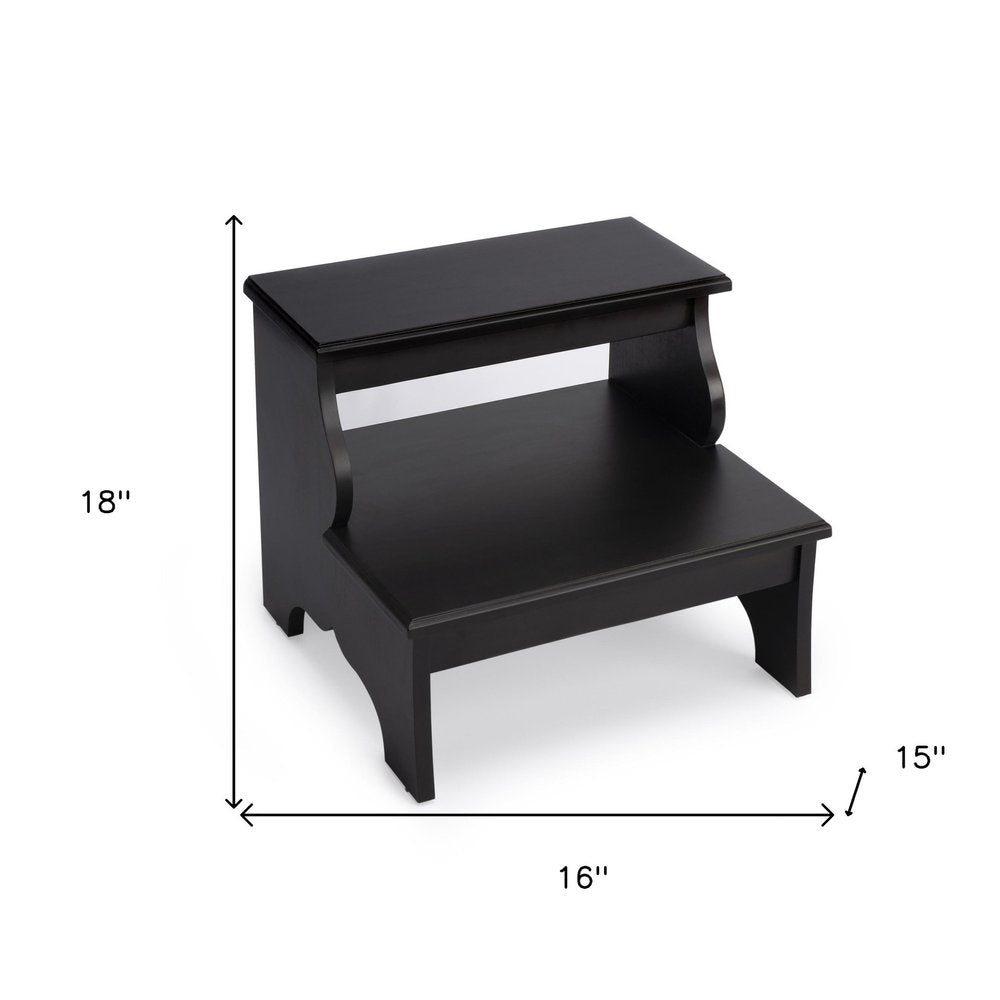 15" Dark Brown Solid and Manufactured Wood Step Stool