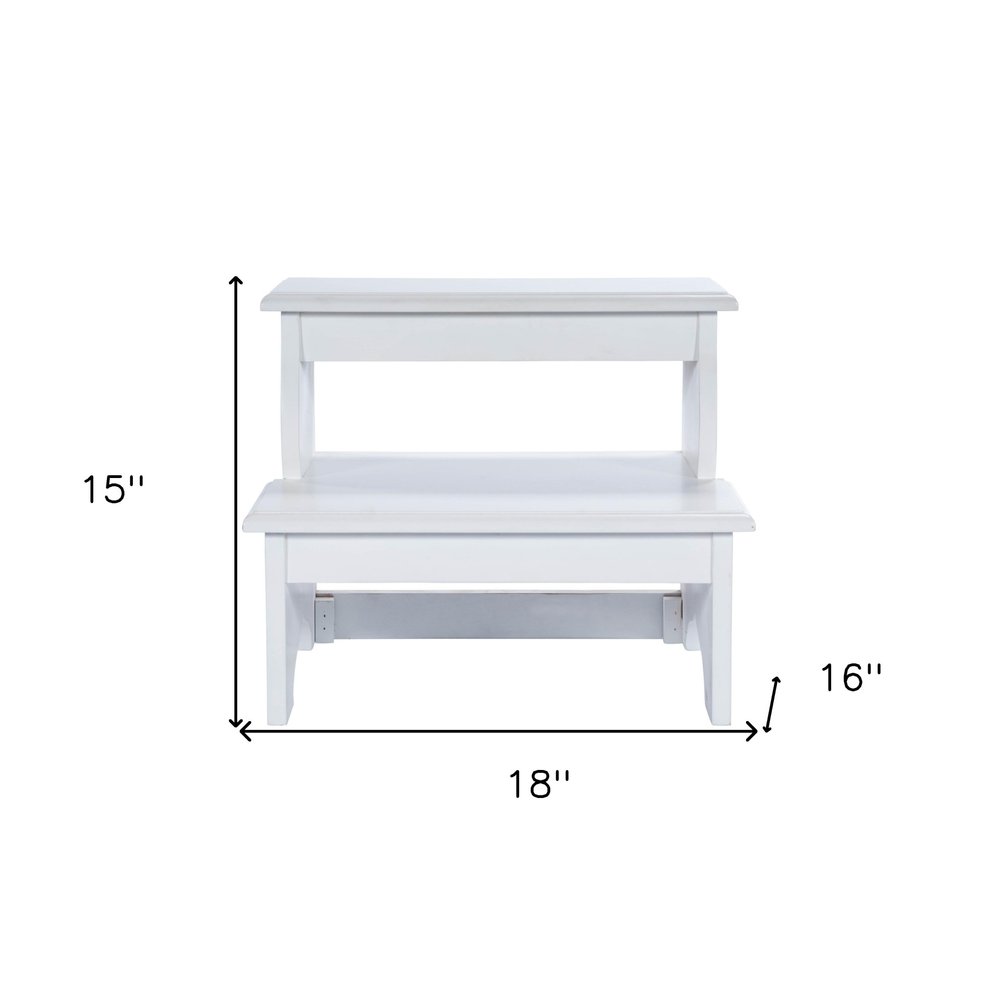 15" White Solid and Manufactured Wood Step Stool