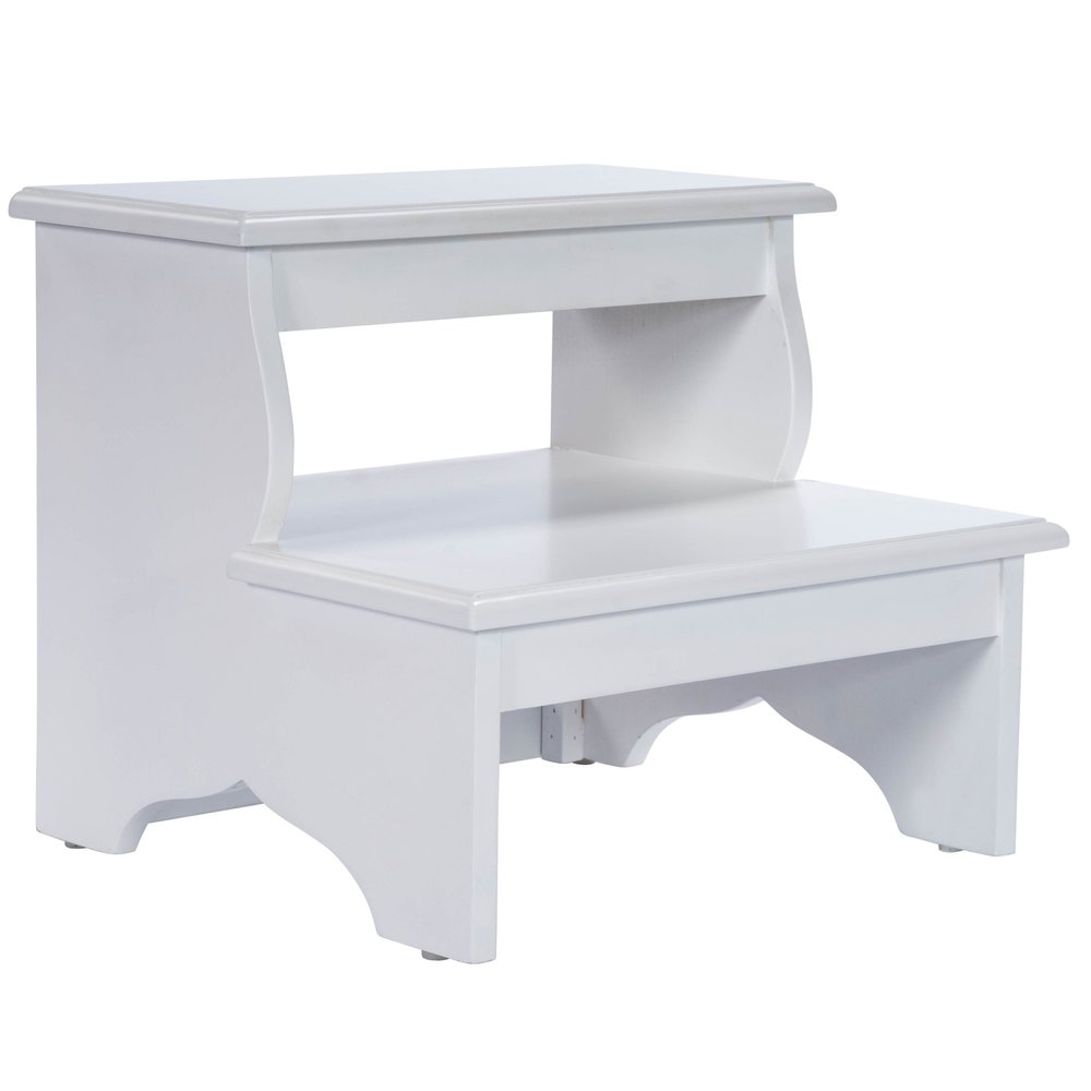 15" White Solid and Manufactured Wood Step Stool