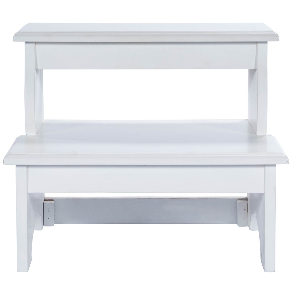 15" White Solid and Manufactured Wood Step Stool