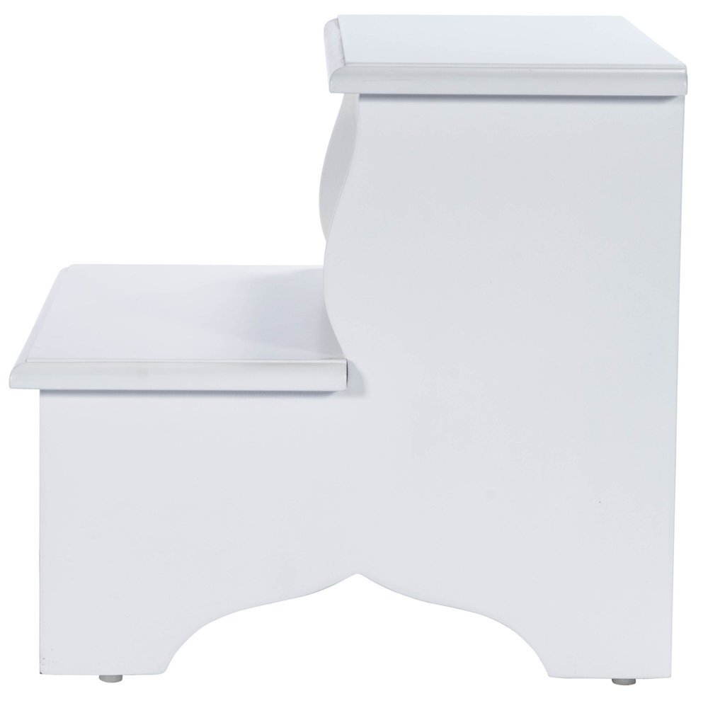 15" White Solid and Manufactured Wood Step Stool