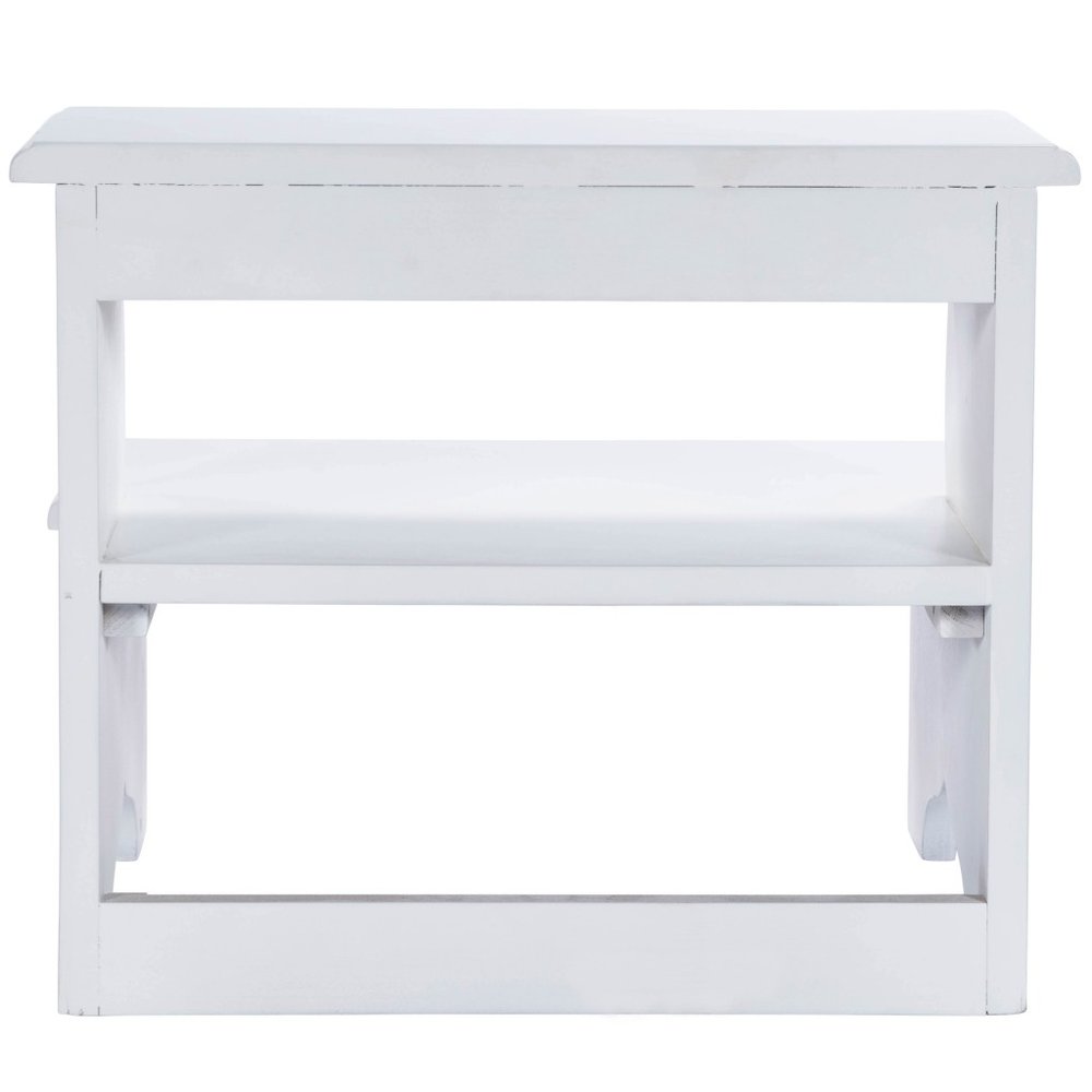 15" White Solid and Manufactured Wood Step Stool