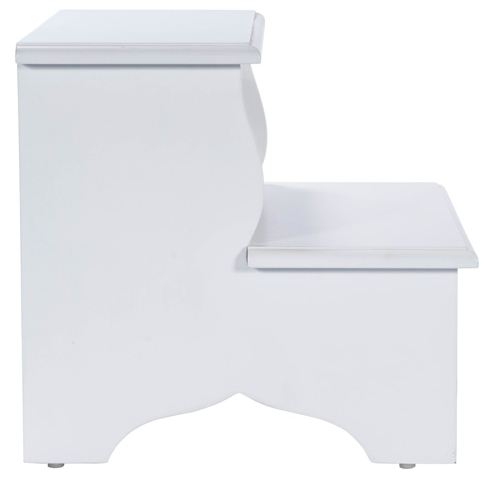 15" White Solid and Manufactured Wood Step Stool