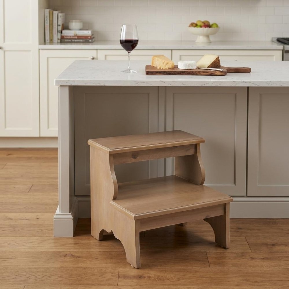 15" Natural Solid Wood and Solid and Manufactured Wood Backless Bar Chair