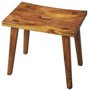 20" Brown Solid Wood Footstool