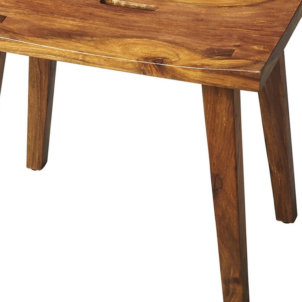 20" Brown Solid Wood Footstool