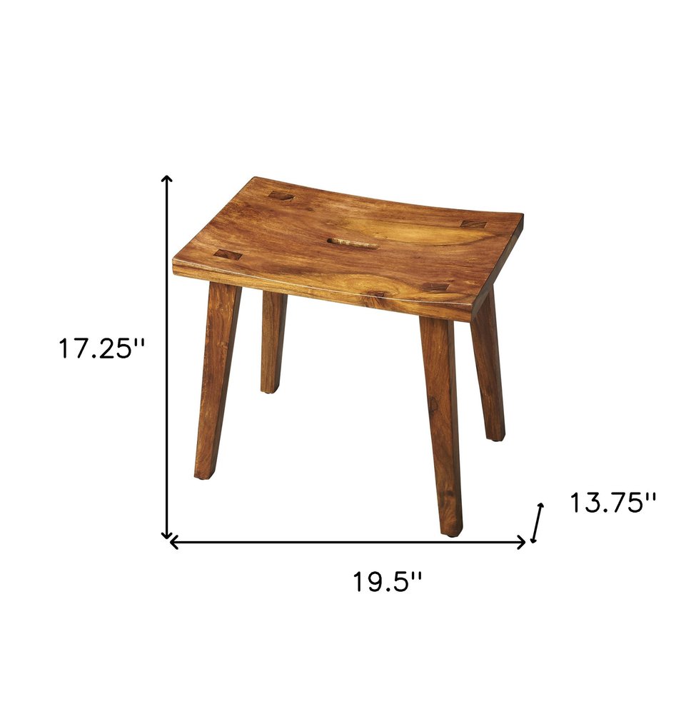 20" Brown Solid Wood Footstool