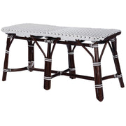 43" White and Dark Brown Rattan and Wicker Bench
