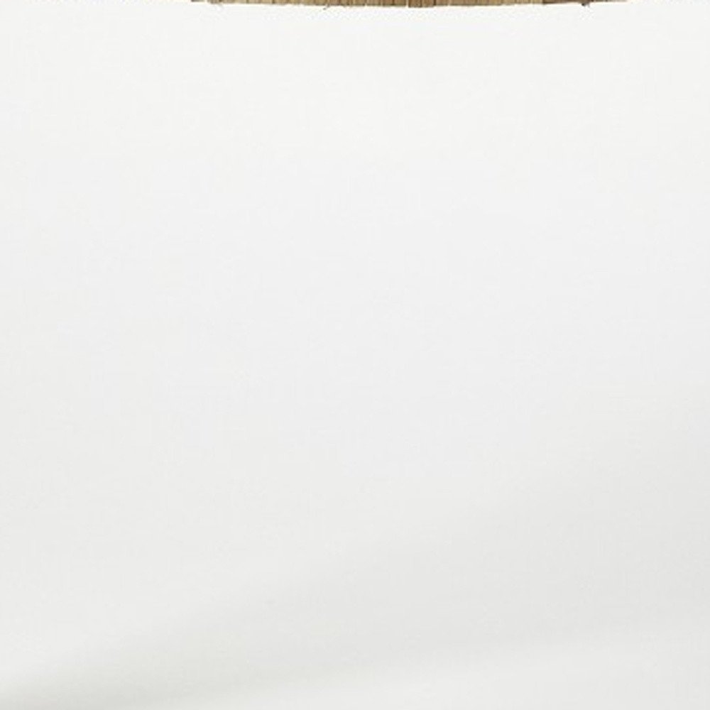26" Natural and White Solid Wood Footstool