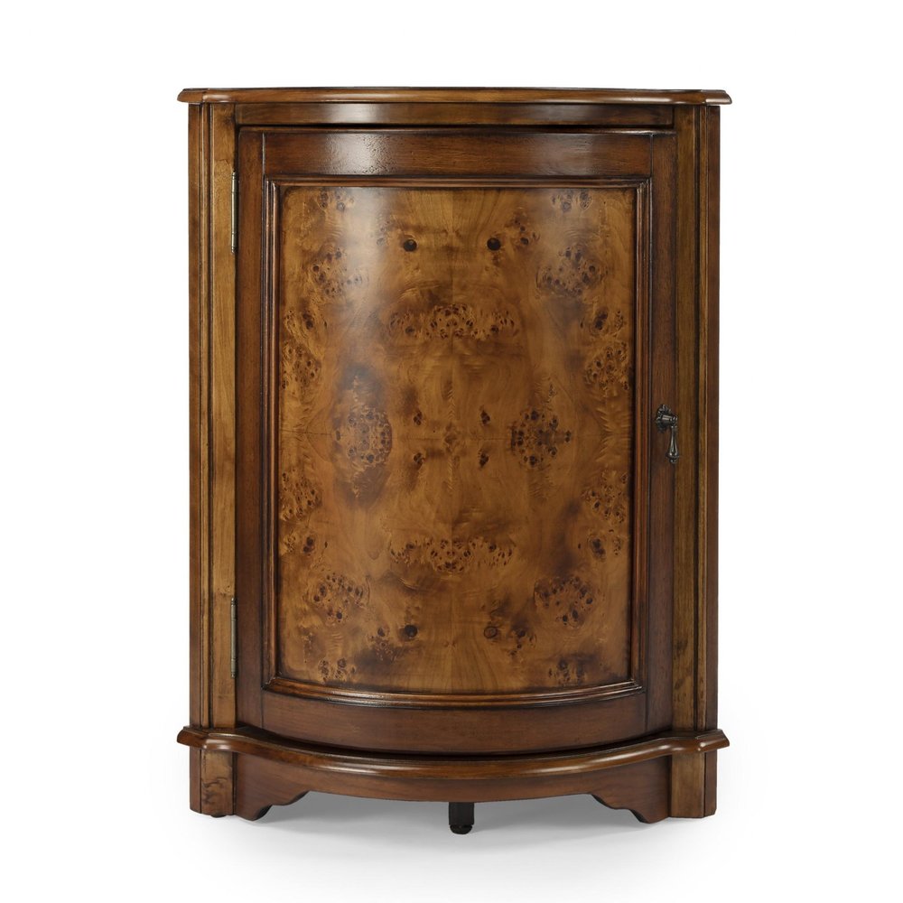 23" Brown Wood Corner Accent Cabinet