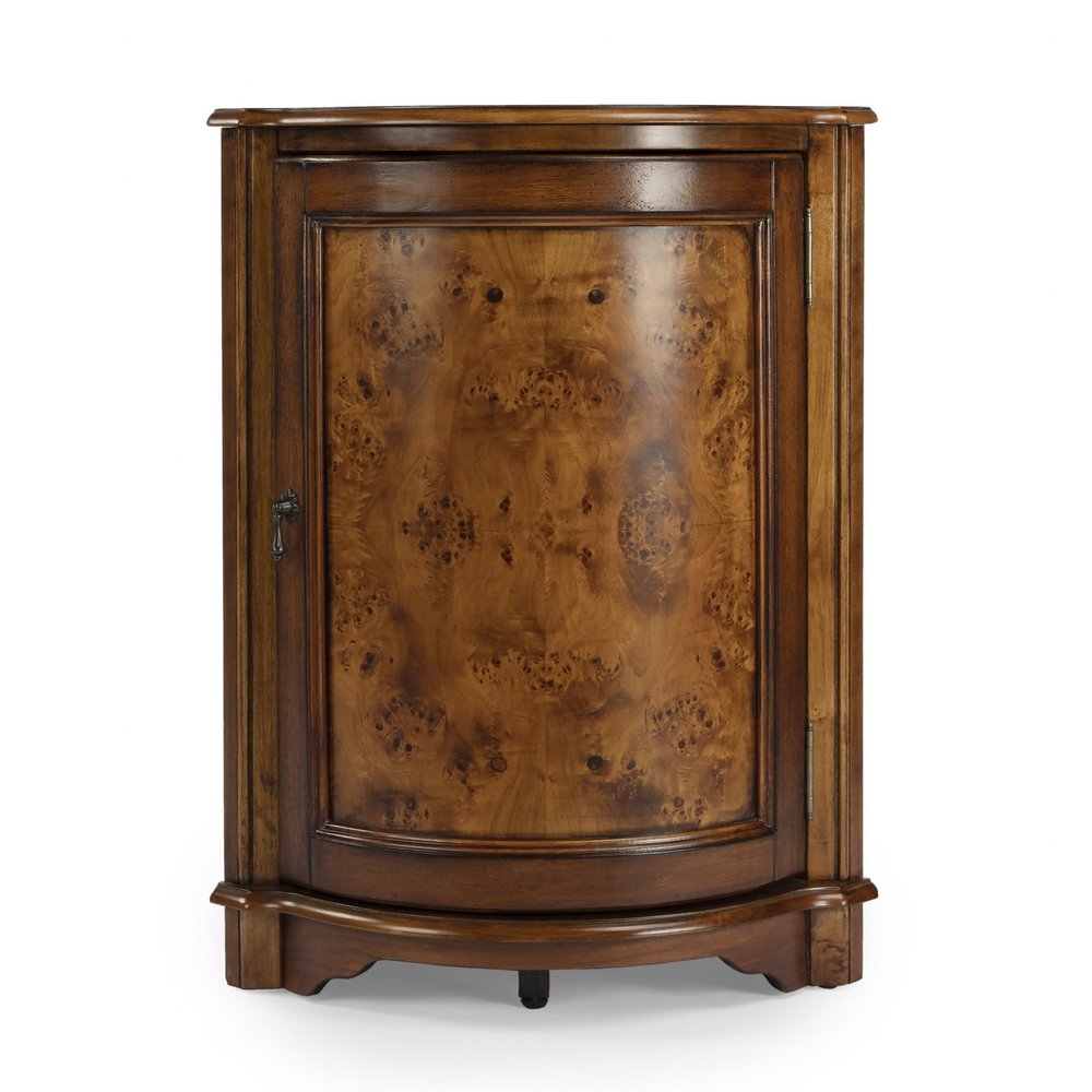 23" Brown Wood Corner Accent Cabinet