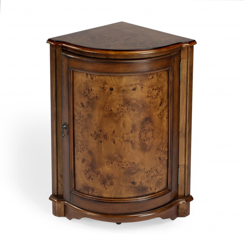 23" Brown Wood Corner Accent Cabinet