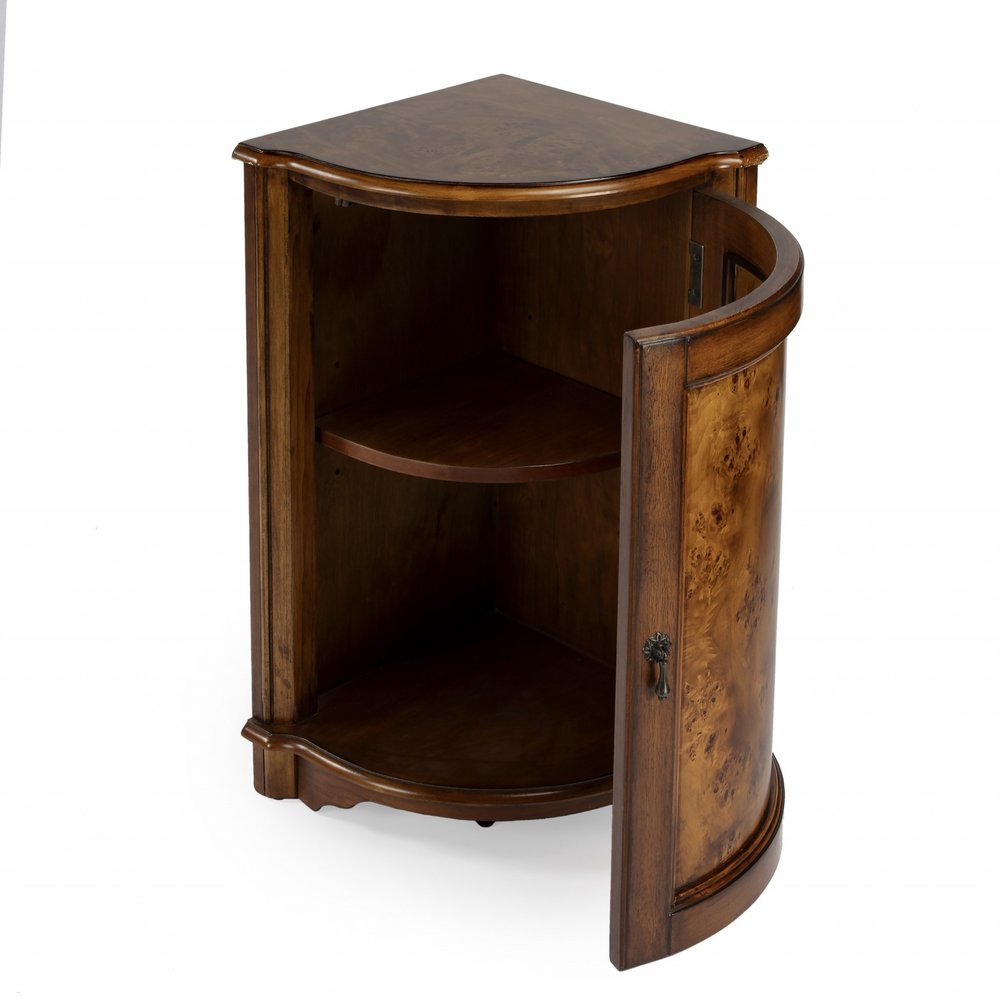 23" Brown Wood Corner Accent Cabinet