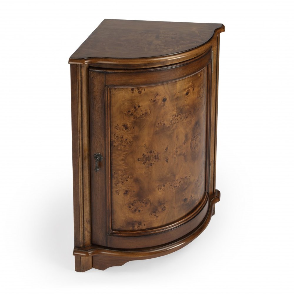 23" Brown Wood Corner Accent Cabinet