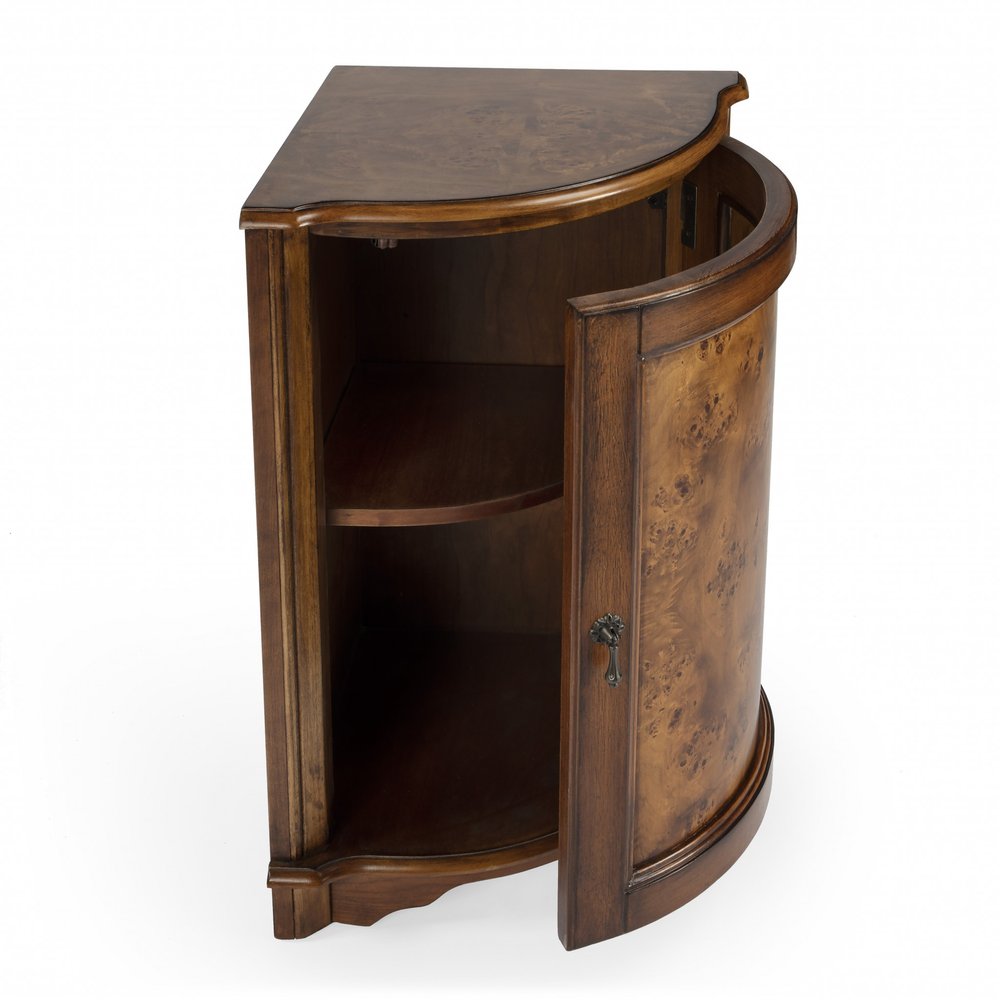 23" Brown Wood Corner Accent Cabinet