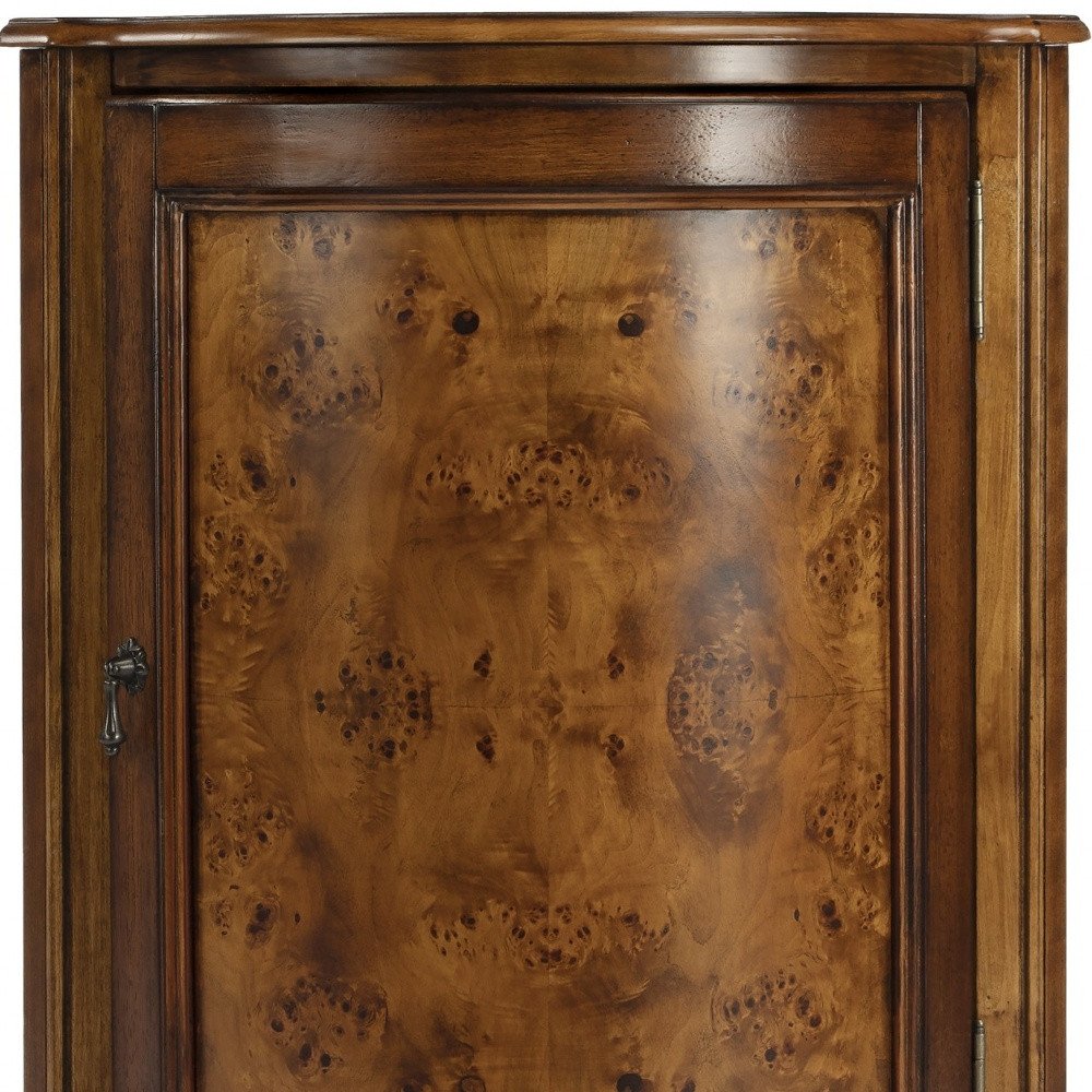 23" Brown Wood Corner Accent Cabinet