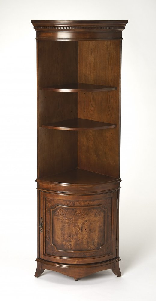 24" Brown Solid Wood Corner Display Cabinet