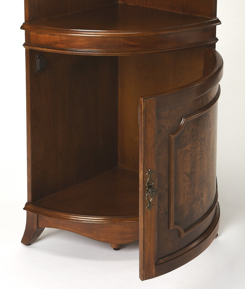 24" Brown Solid Wood Corner Display Cabinet