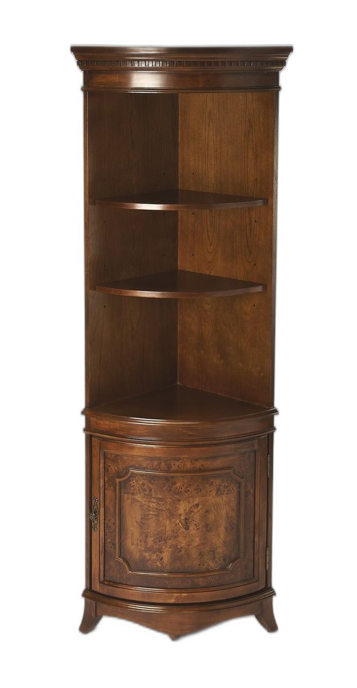 24" Brown Solid Wood Corner Display Cabinet