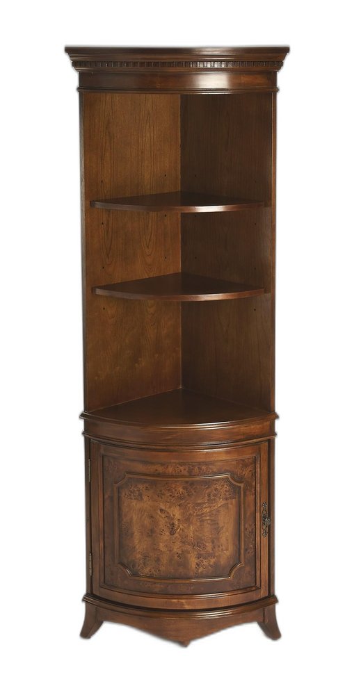 24" Brown Solid Wood Corner Display Cabinet