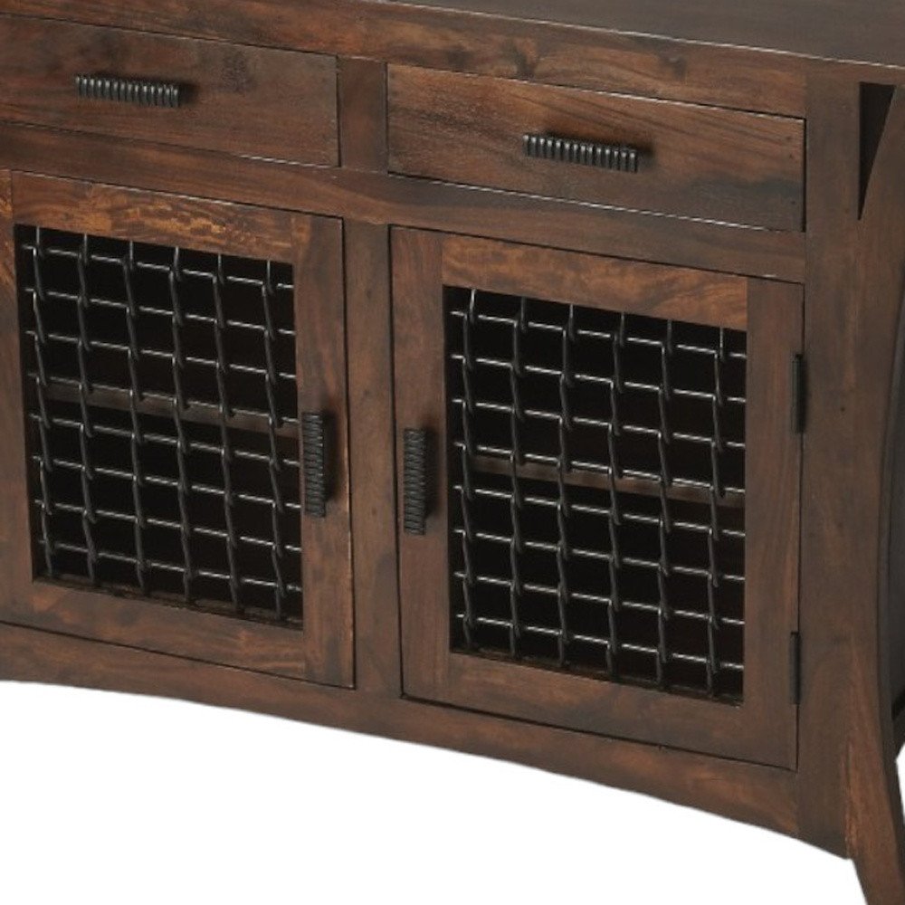 44" Dark Brown Solid Wood Accent Chest With Two Drawers