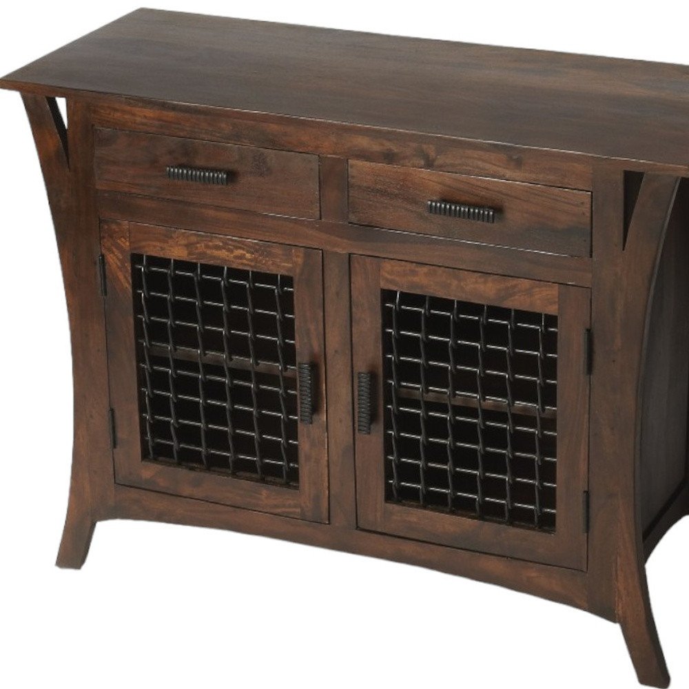 44" Dark Brown Solid Wood Accent Chest With Two Drawers