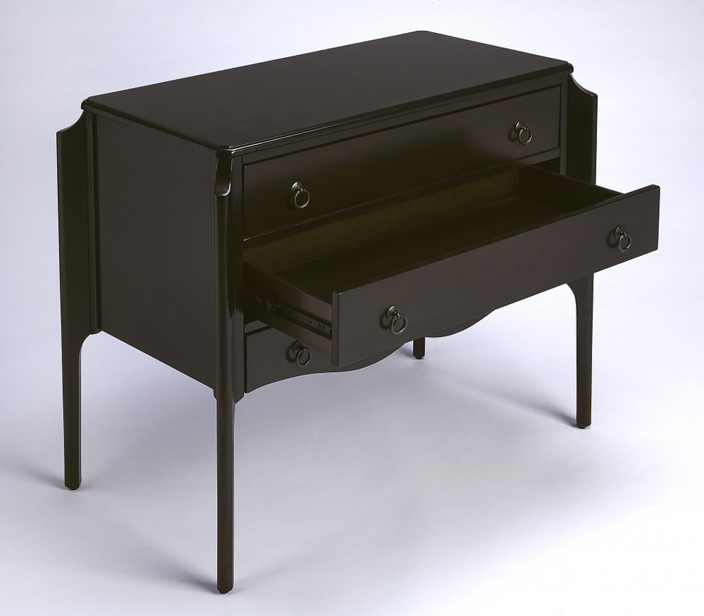 34" Dark Brown Solid Wood Three Drawer Dresser