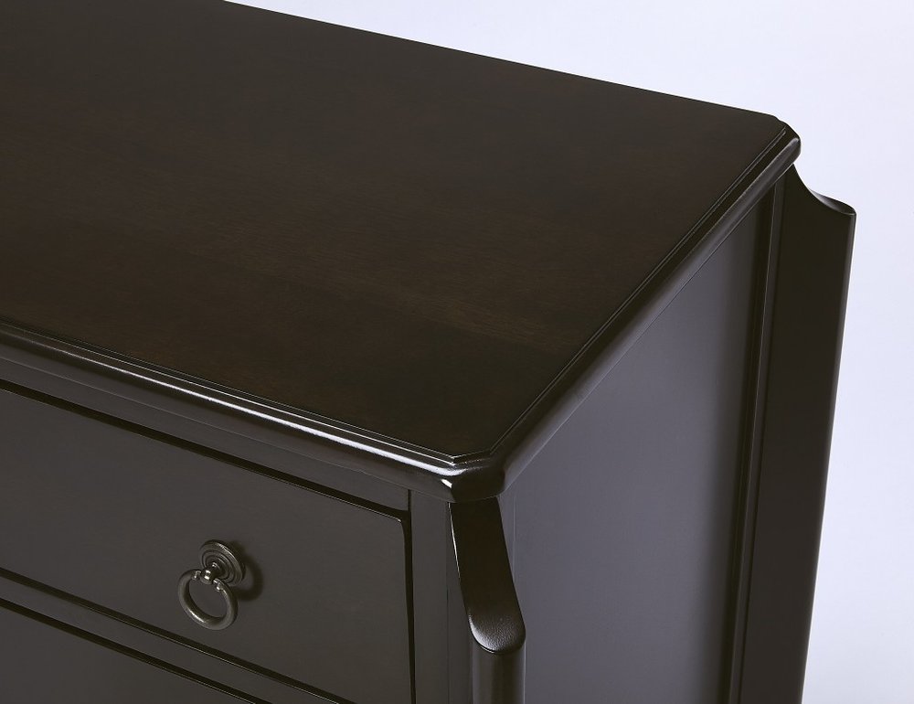34" Dark Brown Solid Wood Three Drawer Dresser