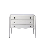 34" White Wood Three Drawer Dresser