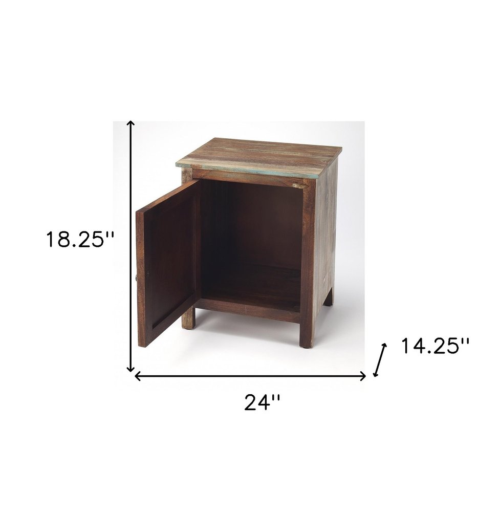 18" Brown Wood Accent Cabinet